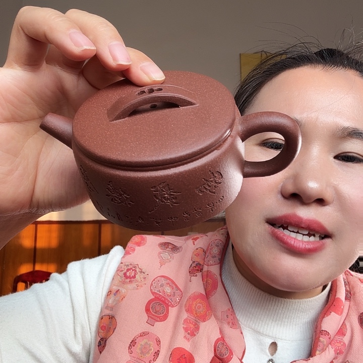 紫砂茶壶紫泥微瑕汉瓦150cc