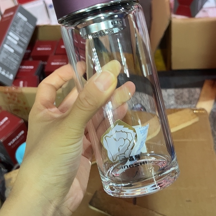 晶单层烫手玻璃杯460460紫色玻璃杯➕杯套