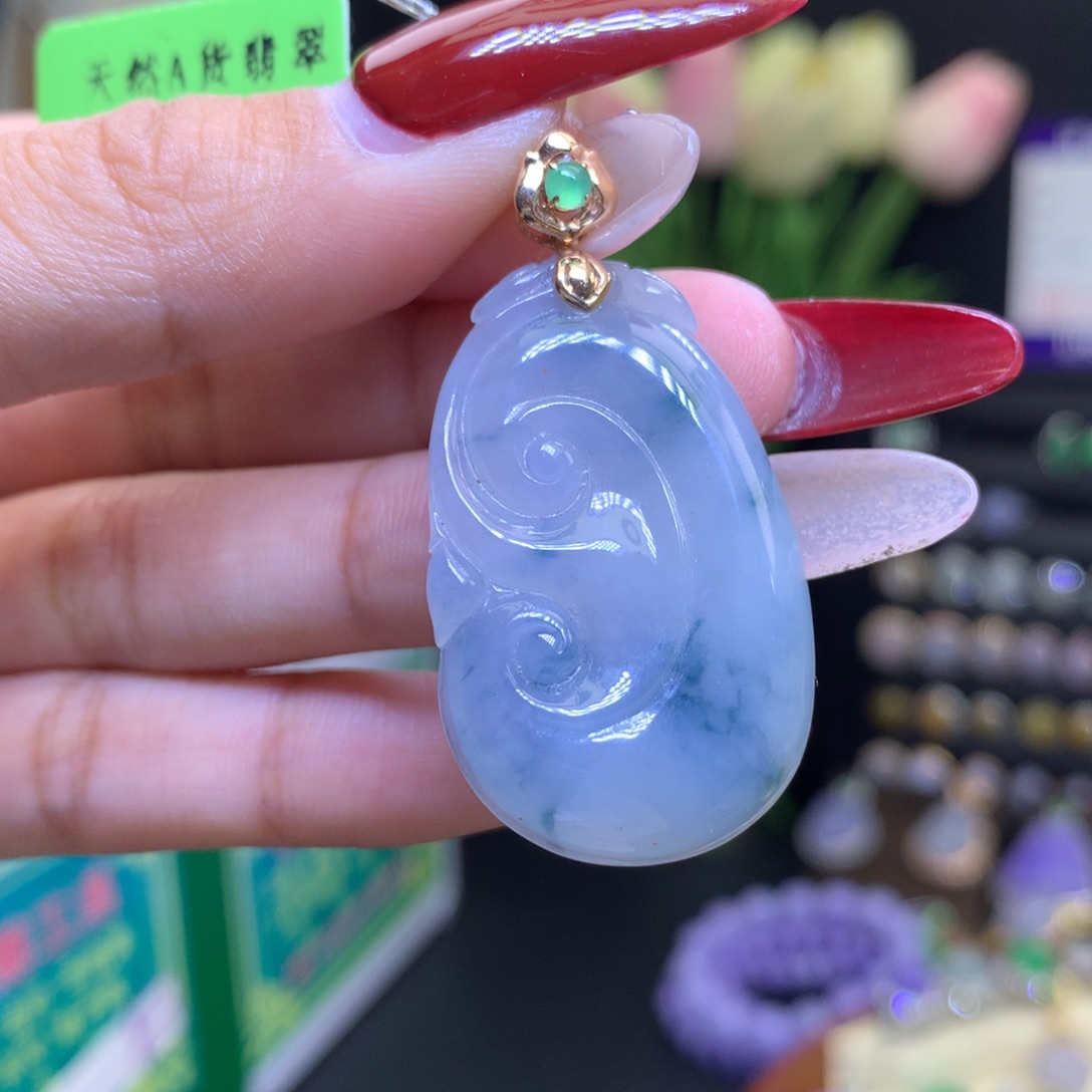 翡翠颈饰18K金镶嵌天然