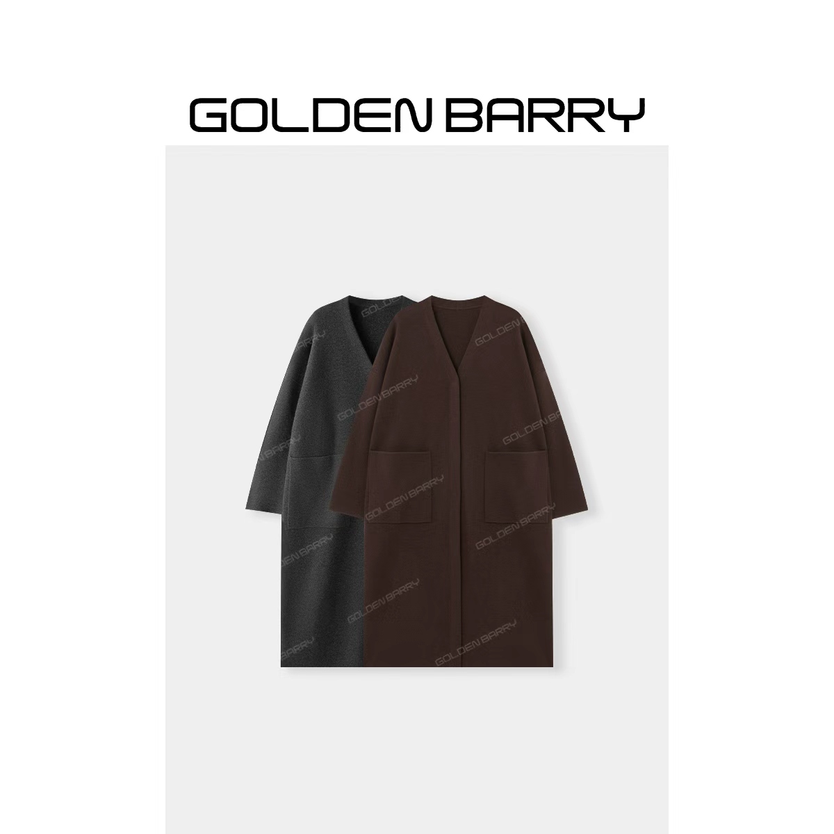GOLDENBARRY|241182慵懒宽松长款羊毛开衫气质针织时尚秋冬休闲