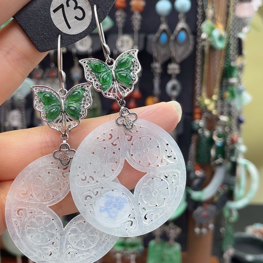 翡翠银S925镶嵌耳饰二***0555hhhgg