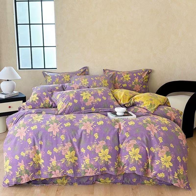 床品套件冬季加厚床品斜纹高密四件套-紫气东来