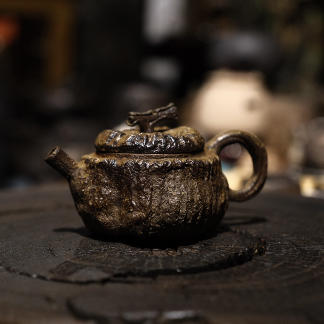 原创柴烧孤品南瓜肌理壶100ml