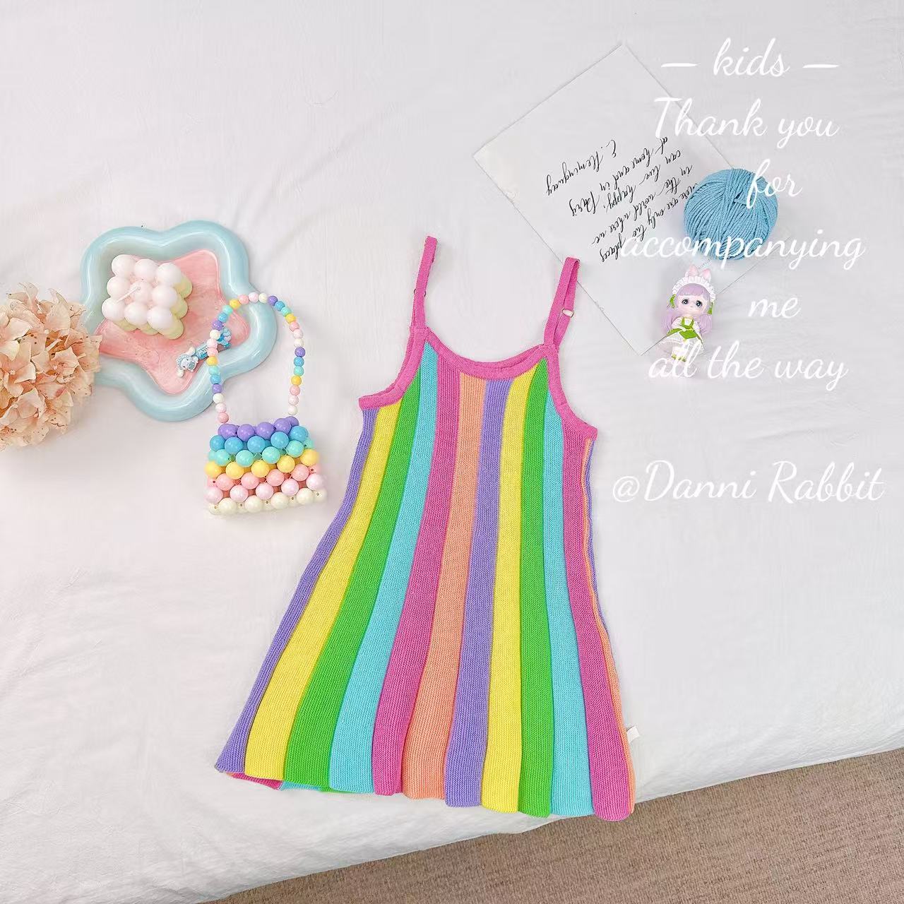 【Dannirabbit】*简约条纹+夏日彩虹*女童吊带裙 X-753