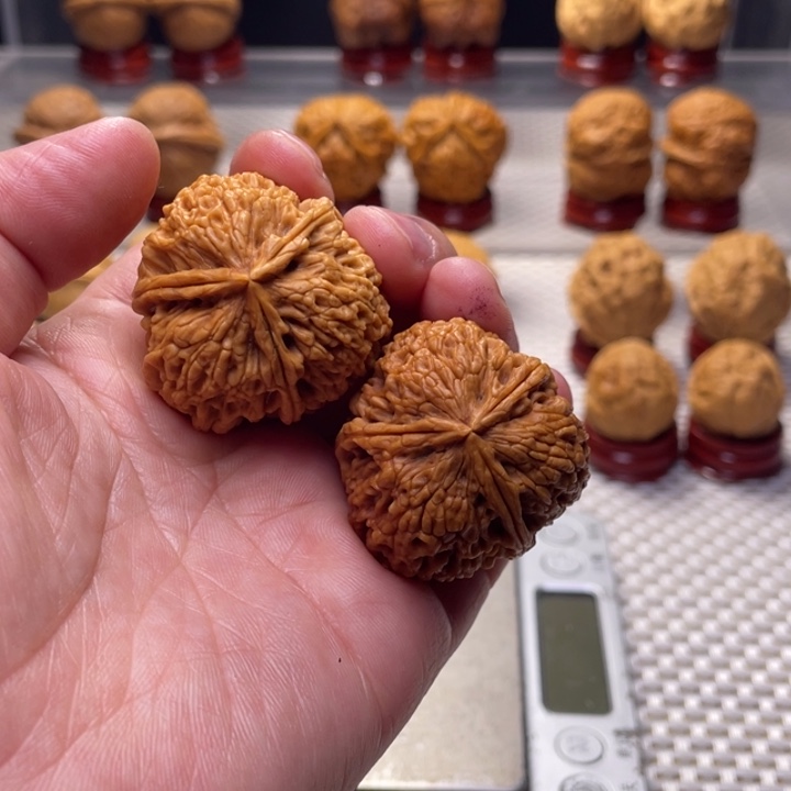 文玩核桃把件32盘龙玉凤