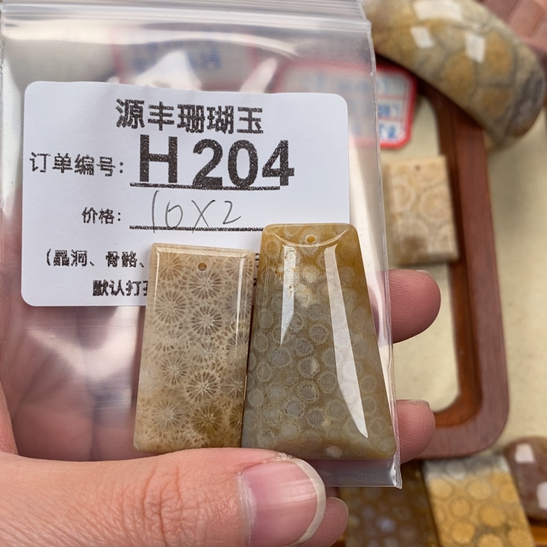 硅化玉颈饰未镶嵌三***.