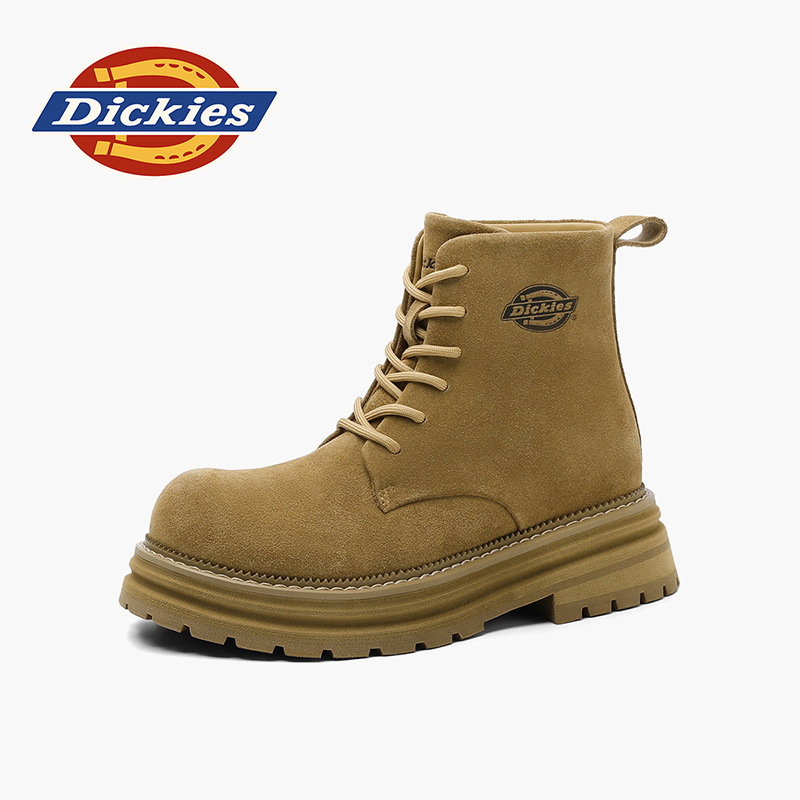Dickies女鞋秋冬加绒保暖马丁靴英伦风百搭靴子大黄靴厚底工装靴