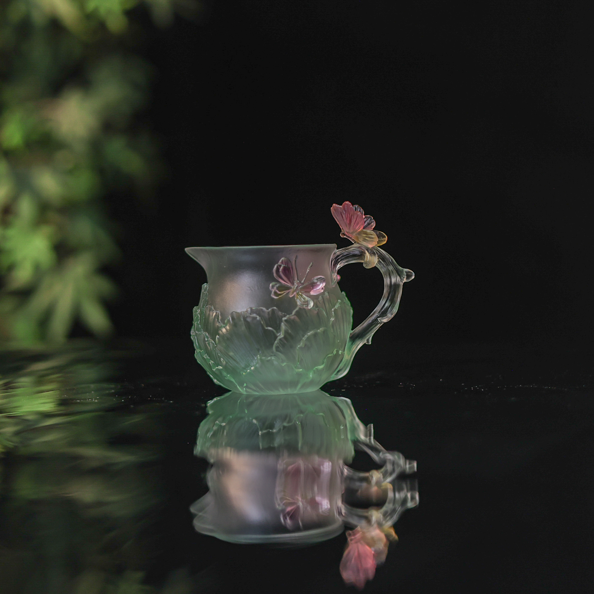 【叁山】蝶恋花.蝶蝶富贵天青渐变公道杯（心缘0141）