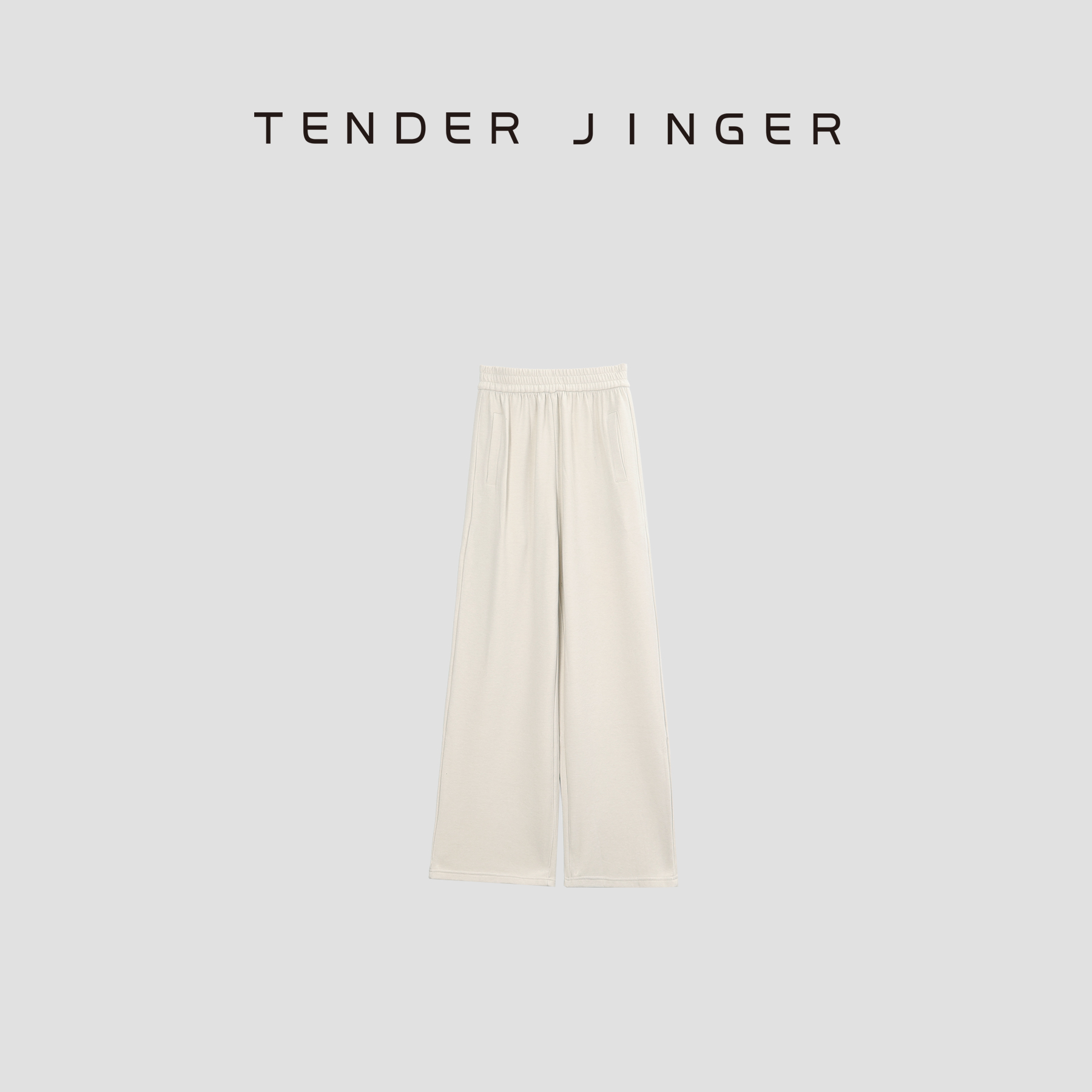 Tender Jinger时尚百搭针织舒适运动风直筒阔腿裤T43JLL77623
