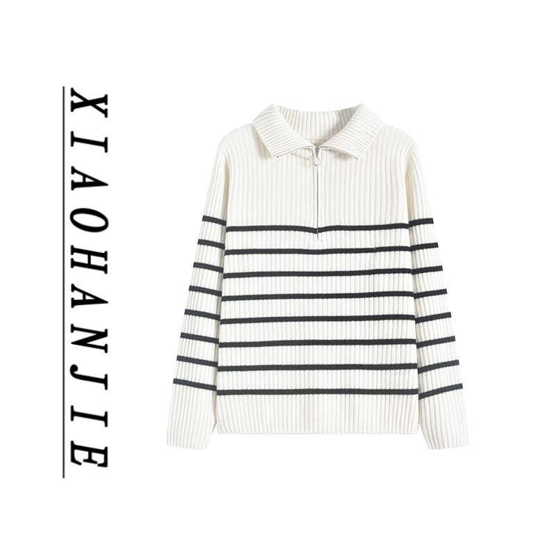 8284条纹女毛针织衫法式针织衫套衫毛衫秋冬新款上衣