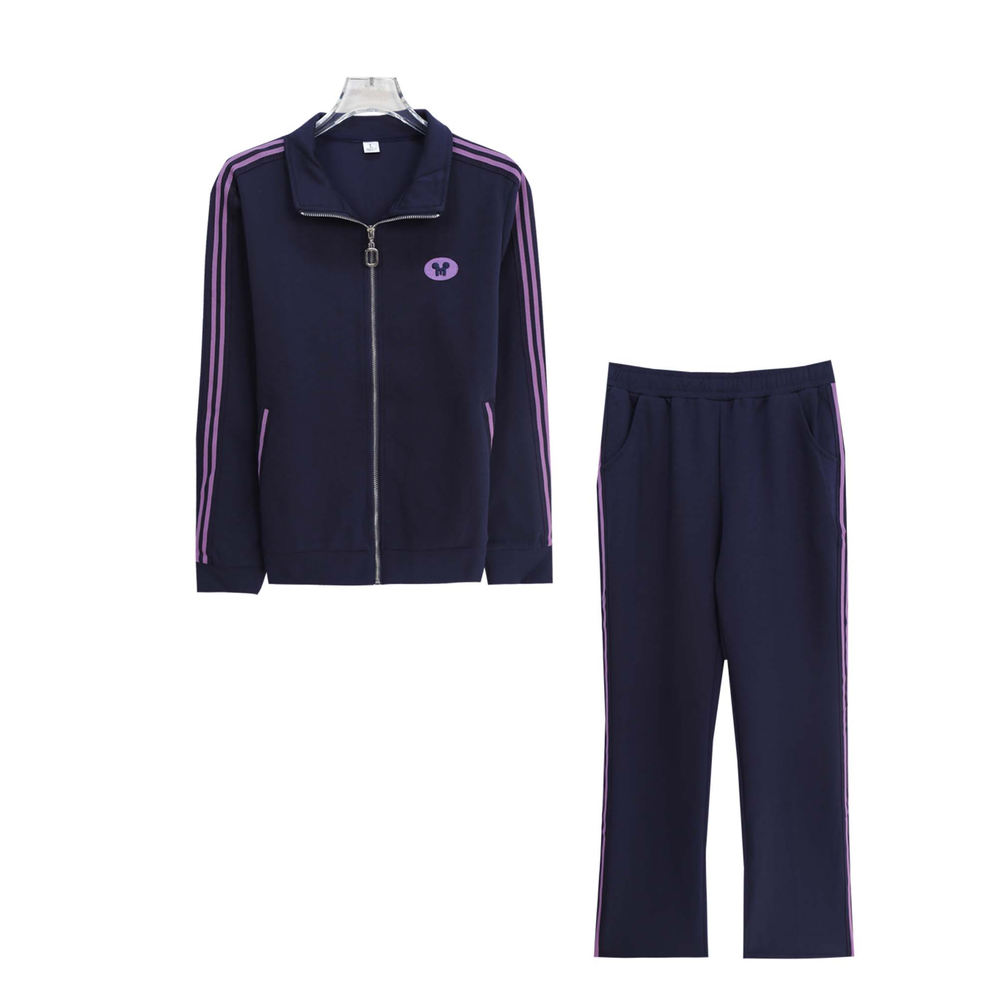 立领拉链外套宽松阔腿裤洋气休闲运动套装S4440