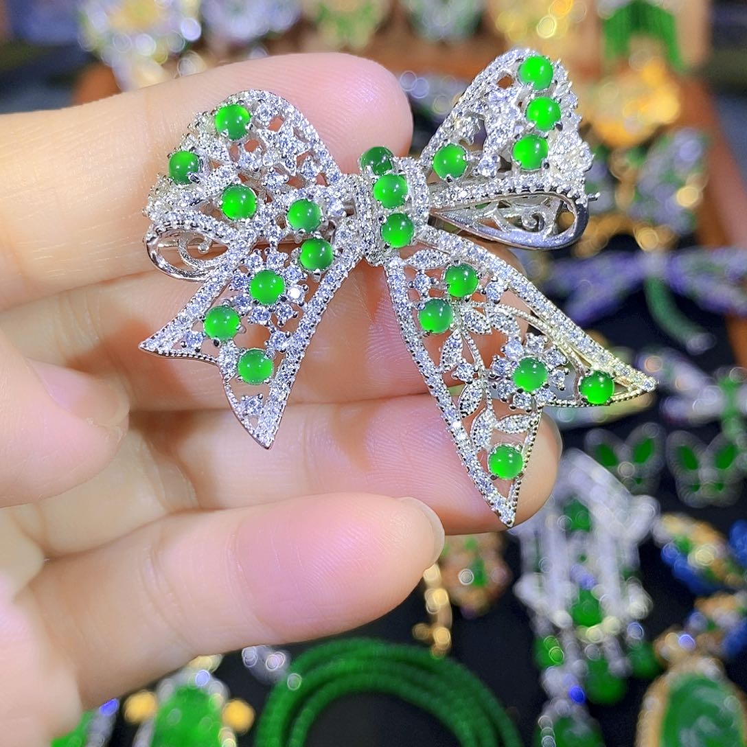 吊坠(不含链)银S925镶嵌翡翠