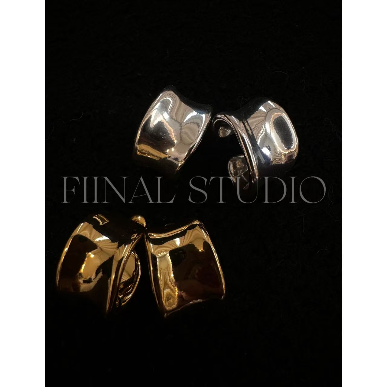 合金树脂耳饰 FIINAL《C型》小巧简约百搭金属感设计耳饰