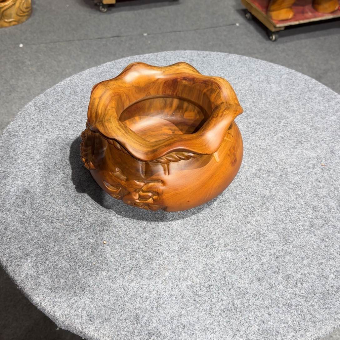 香樟木奚*福袋实木摆件