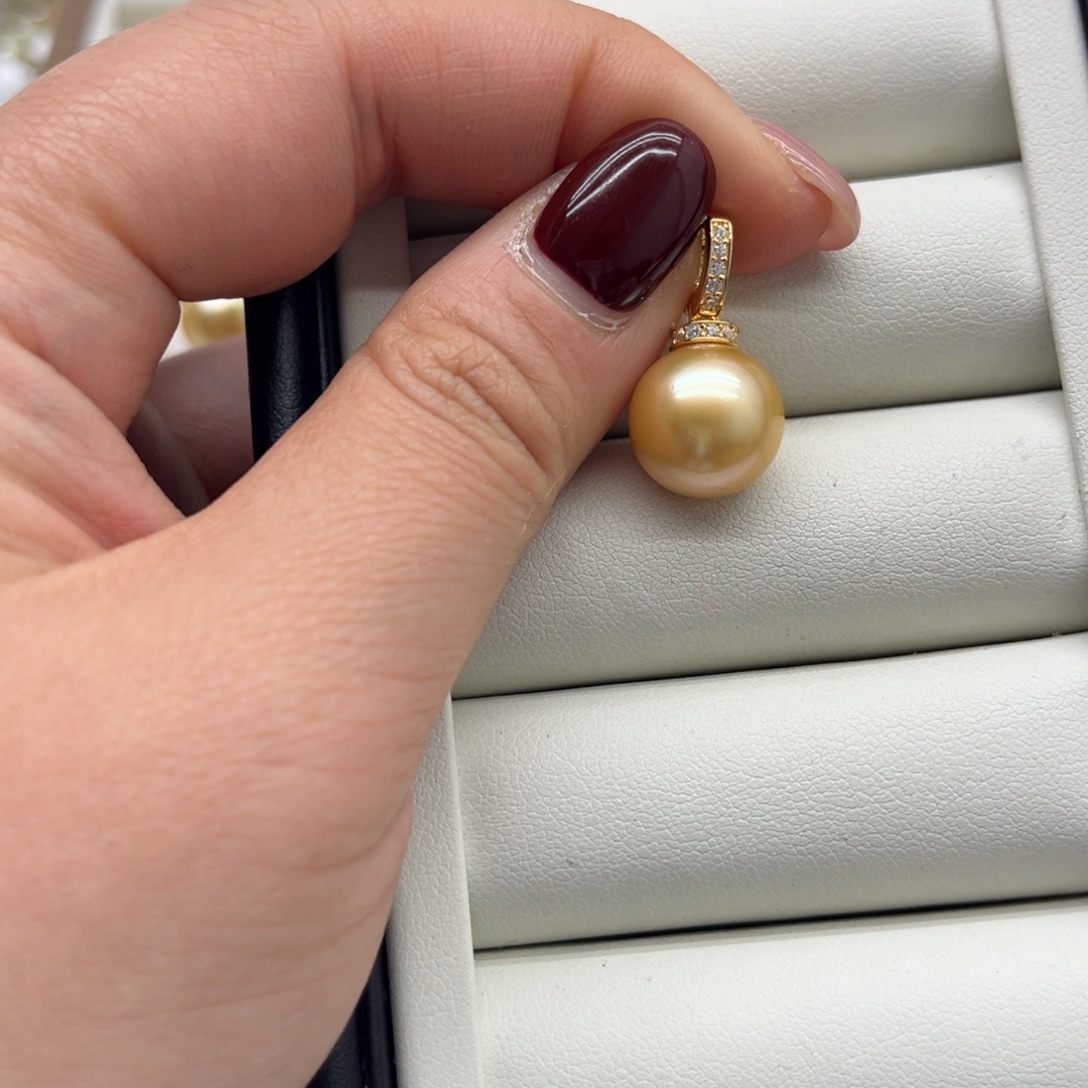 银S925镶嵌海水珍珠吊坠(不含链)