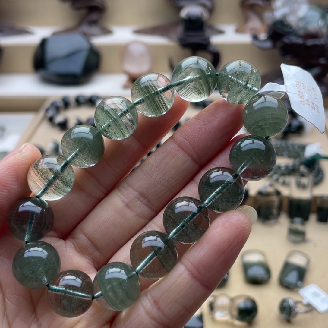 手链水晶未镶嵌绿幽灵千层手串