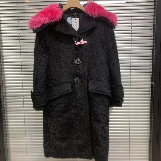 99新 Prada/普拉达 黑色羊驼毛大衣/42码/B02322