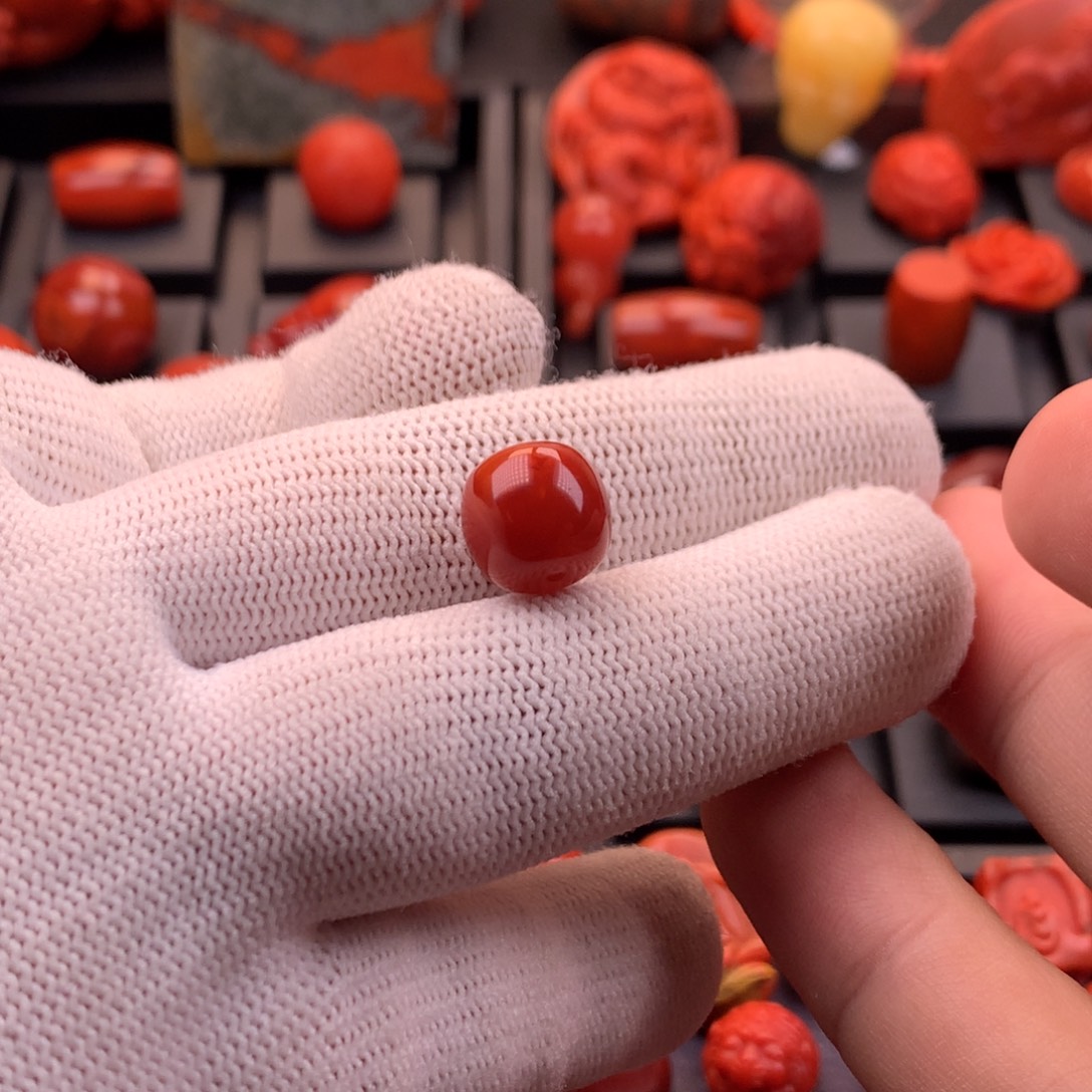 南红玛瑙未镶嵌【传仁】川料瓦西原矿玫红火焰老型单珠11.4m