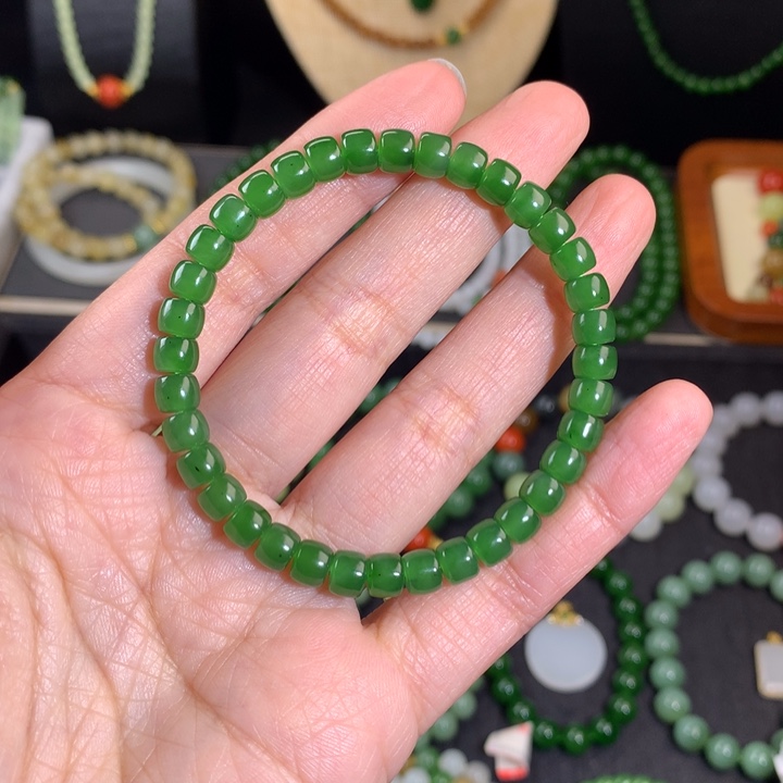 和田玉（碧玉）手链未镶嵌笑***、