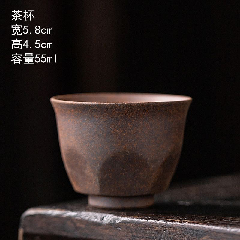 素.粗陶钻石杯无釉茶杯主人杯客杯手工老岩泥品茗杯功夫茶具14178