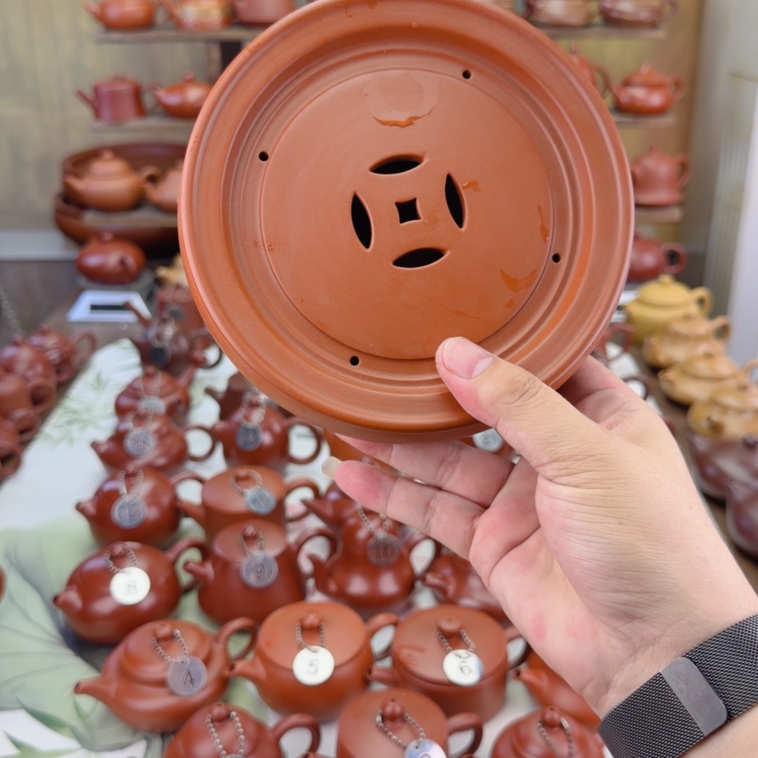 文***茶壶紫砂6寸朱泥茶盘