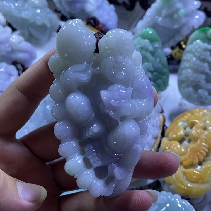 翡翠未镶嵌挂件童子