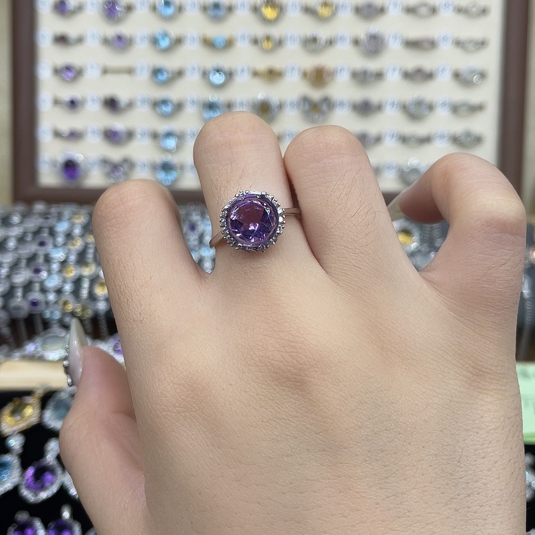 紫晶戒指银S925镶嵌