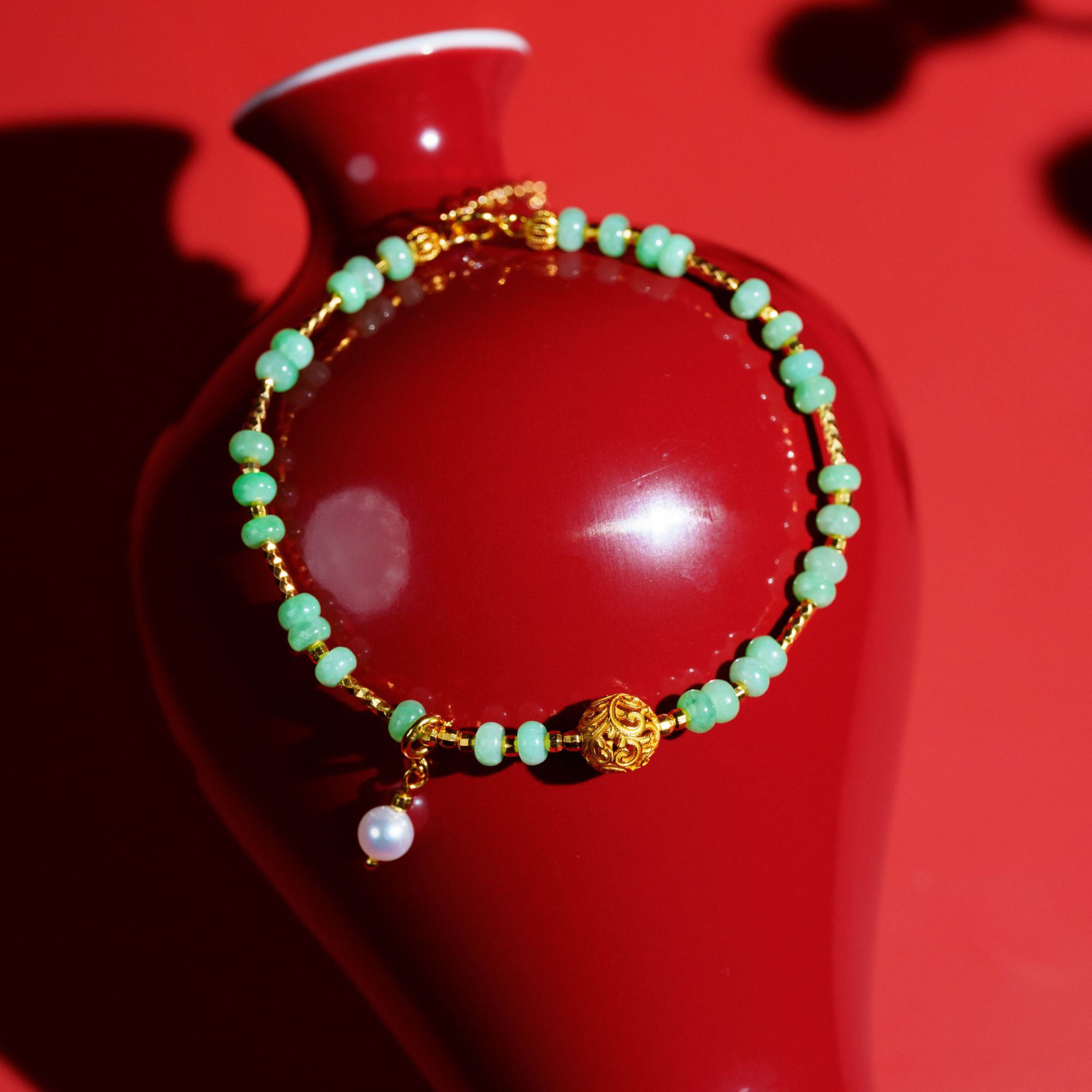 【新人必入】翡翠算盘珠手链（925） D5151