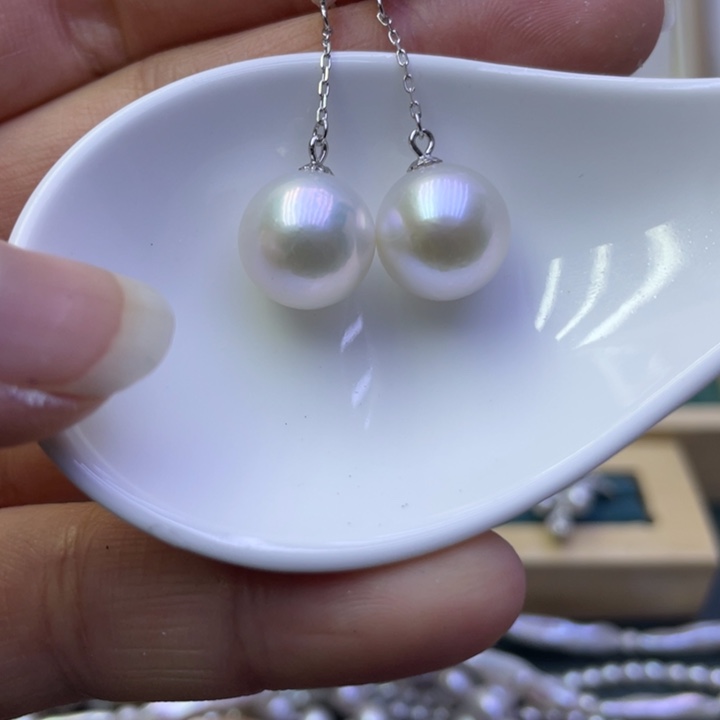 淡水珍珠耳饰银S925镶嵌