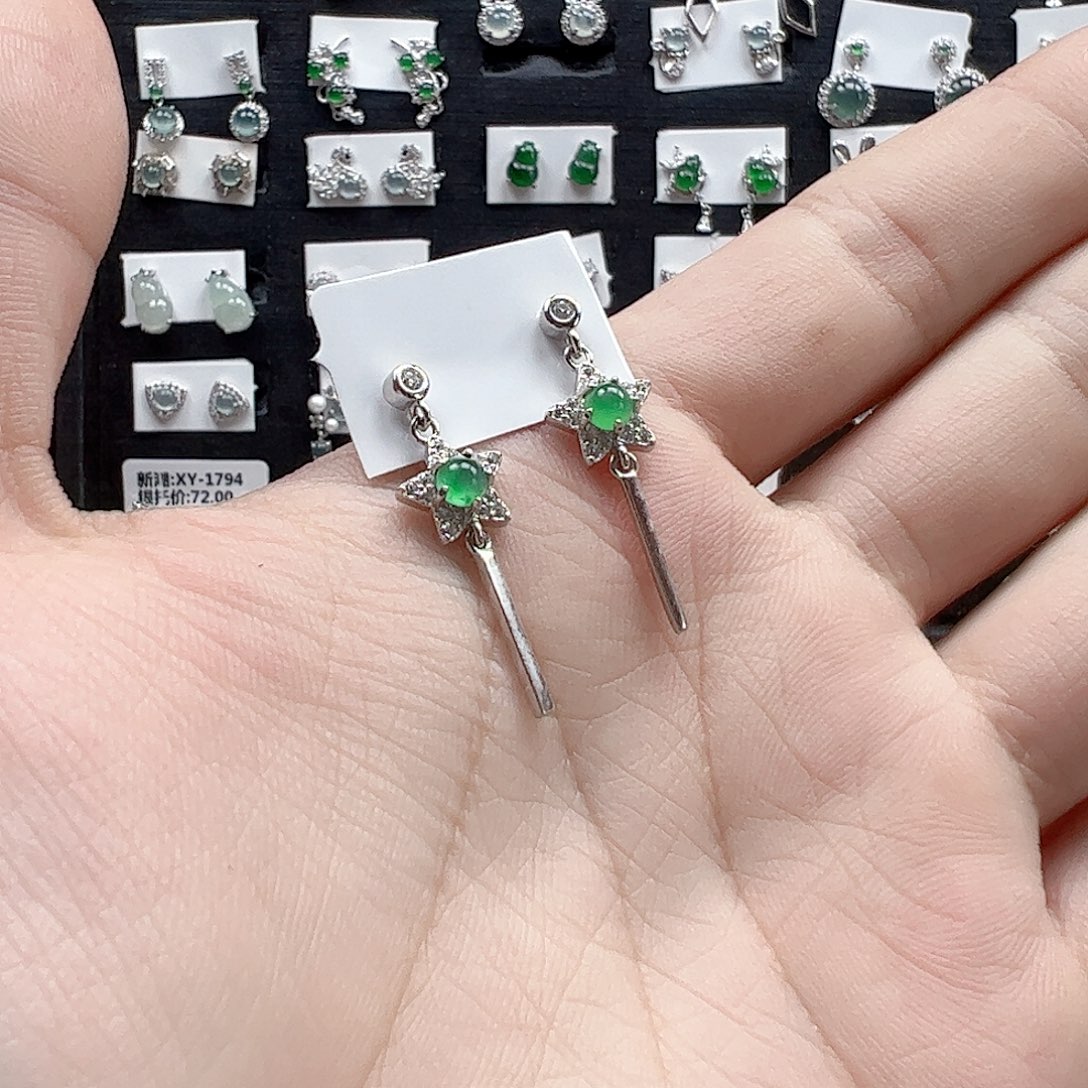 翡翠手链银S925镶嵌天然翡翠A货