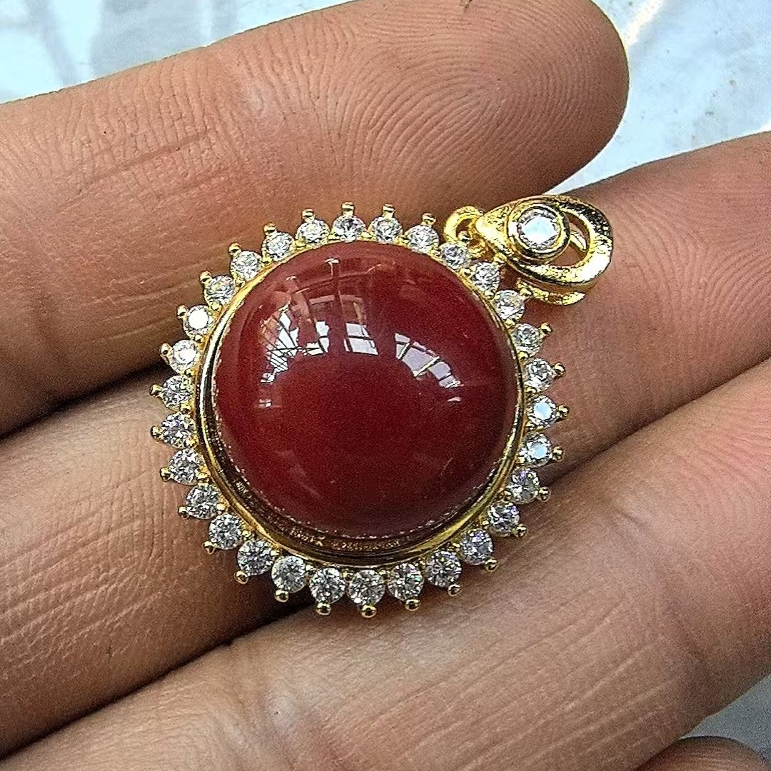 复古浪漫红色玛瑙轻奢时尚小众坠链百搭