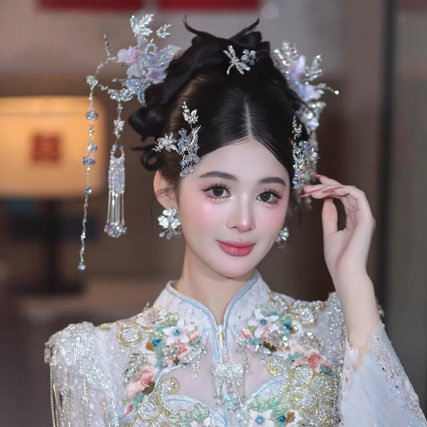新娘头饰唯美新娘国风婚礼步摇簪子827