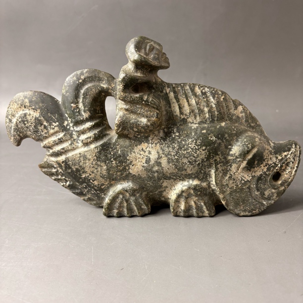 红山文化玉摆件 鱼人长24厘米高15厘米