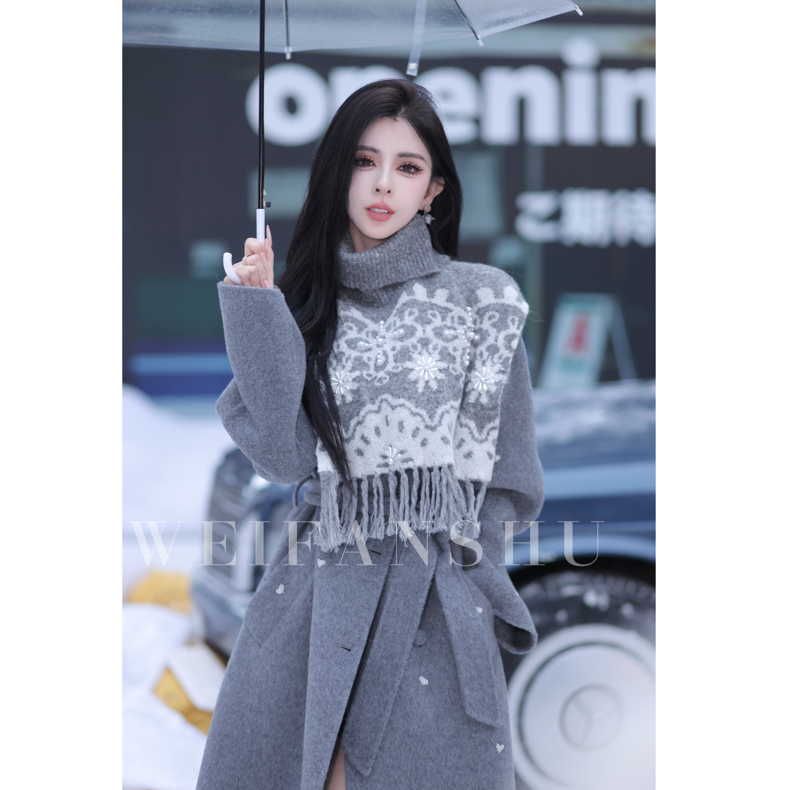 WEIFANSHU/魏凡舒【权威御姐】大衣外套（带披肩）