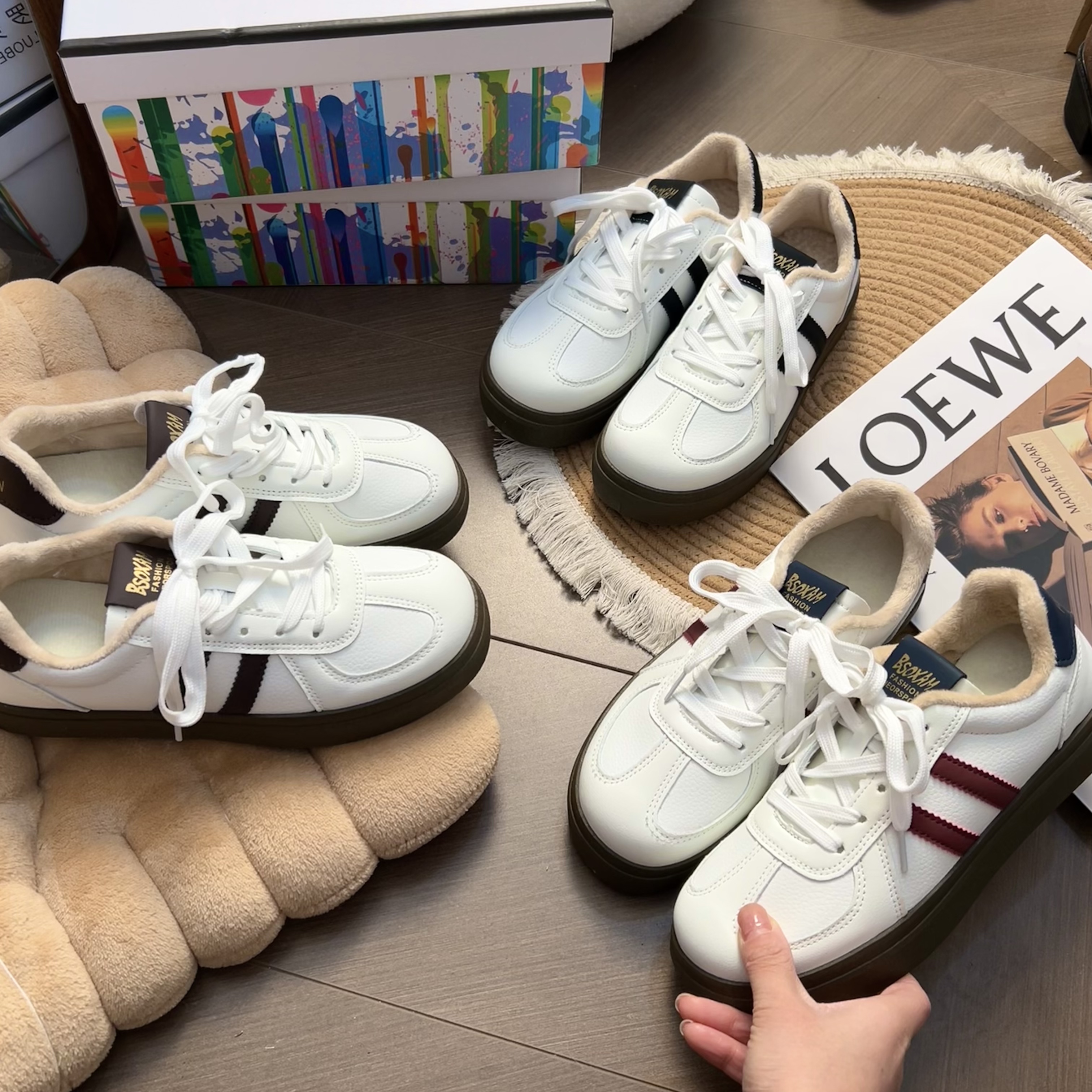 厚底加绒复古德训鞋女2025新款秋冬季运动厚底百搭爆款棉鞋子板鞋