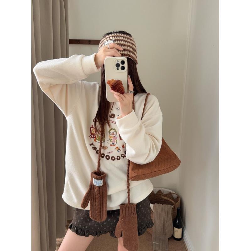 小慧 韩系刺绣艺术生小鸭子撞色领减龄百搭卫衣KH35