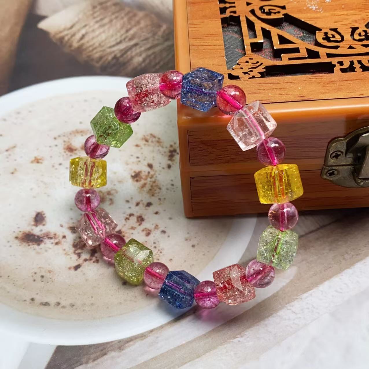 [石矿]A288彩色方糖手链10M