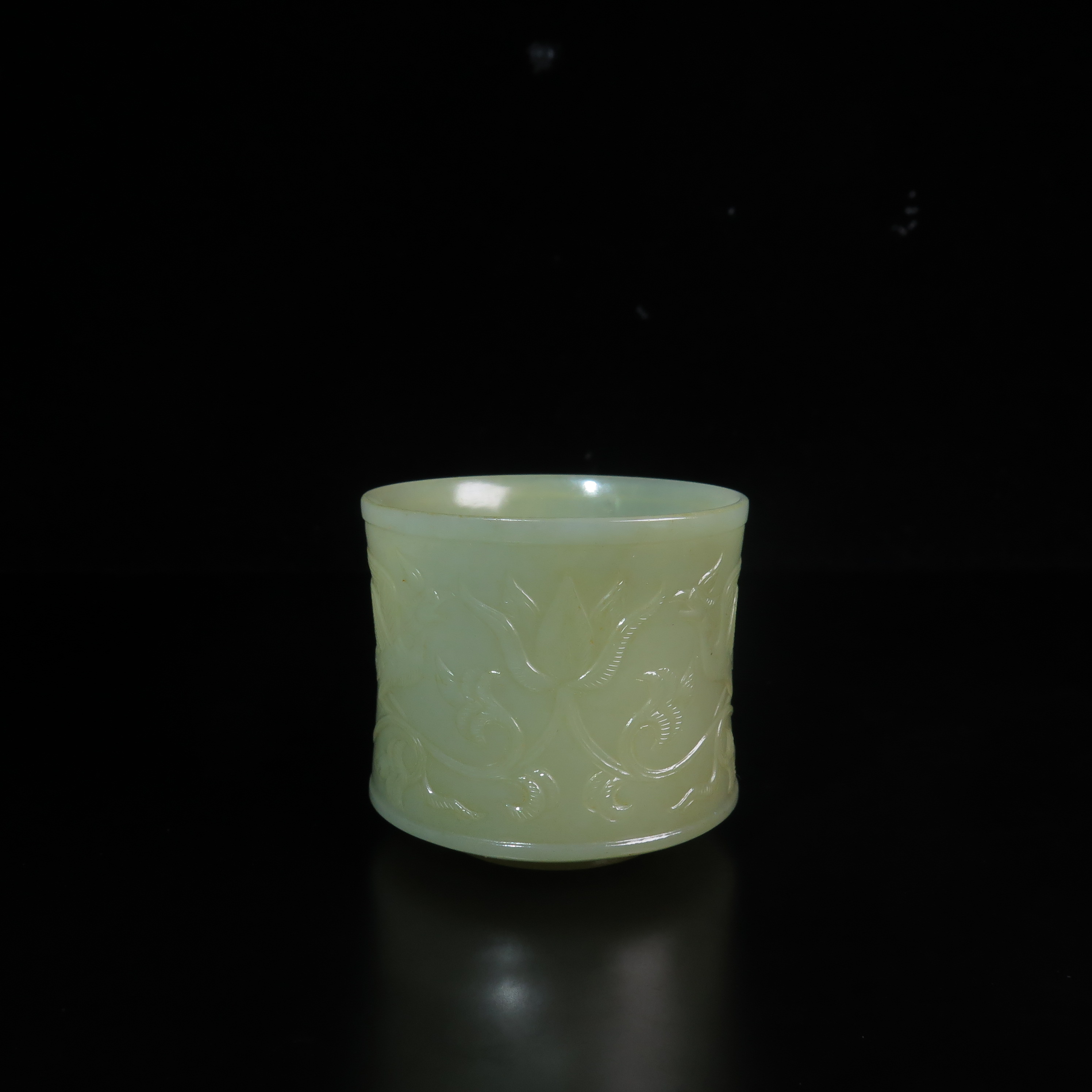 民国刻花玉杯/MZ513519/和田玉/民族文物