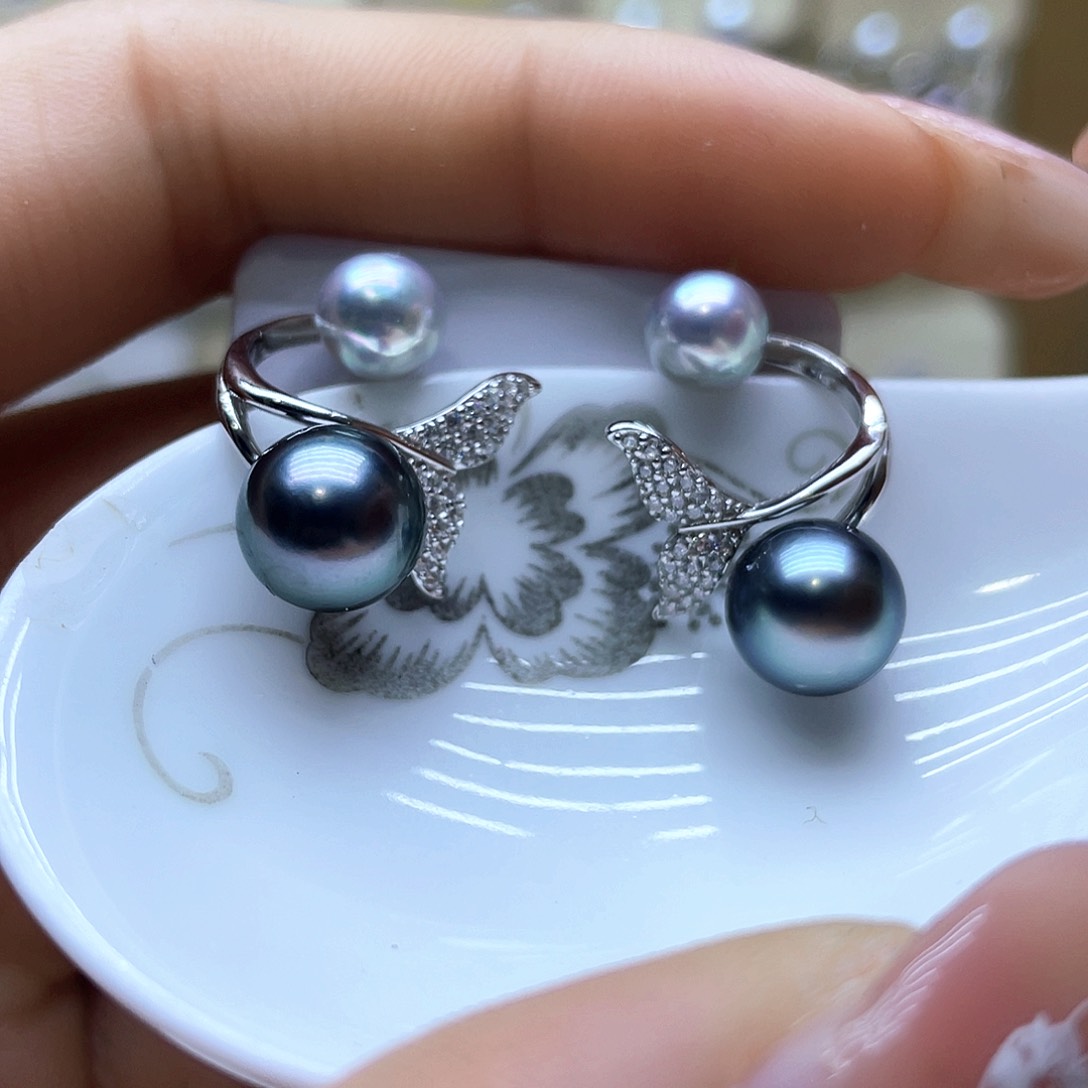 海水珍珠耳饰银S925镶嵌