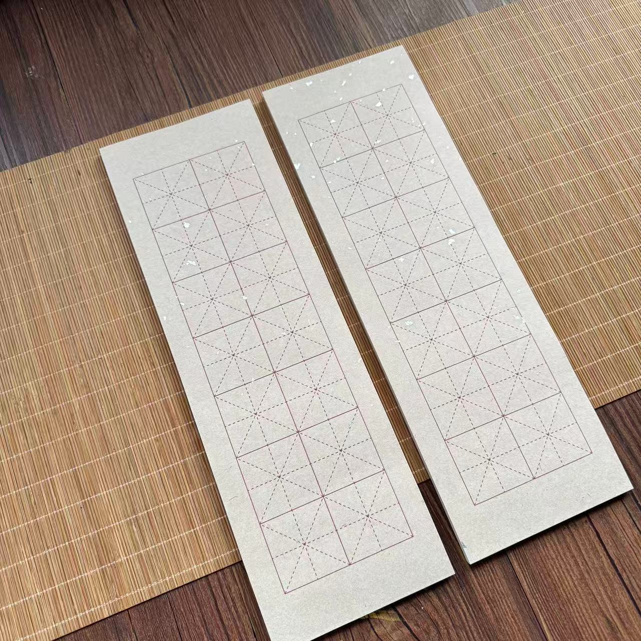 静德斋【真银笺】【楮皮洒银双排米字格临帖纸】蜡染半生熟专业宣纸