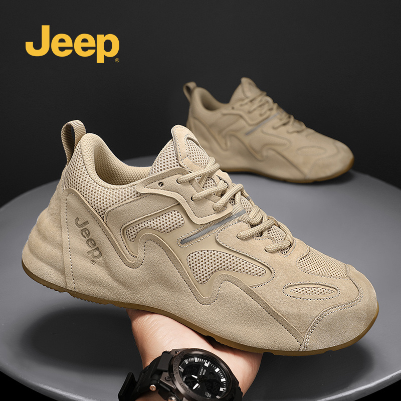 Jeep吉普真皮男鞋2025秋季新款时尚百搭品牌鞋透气耐磨防滑运动鞋