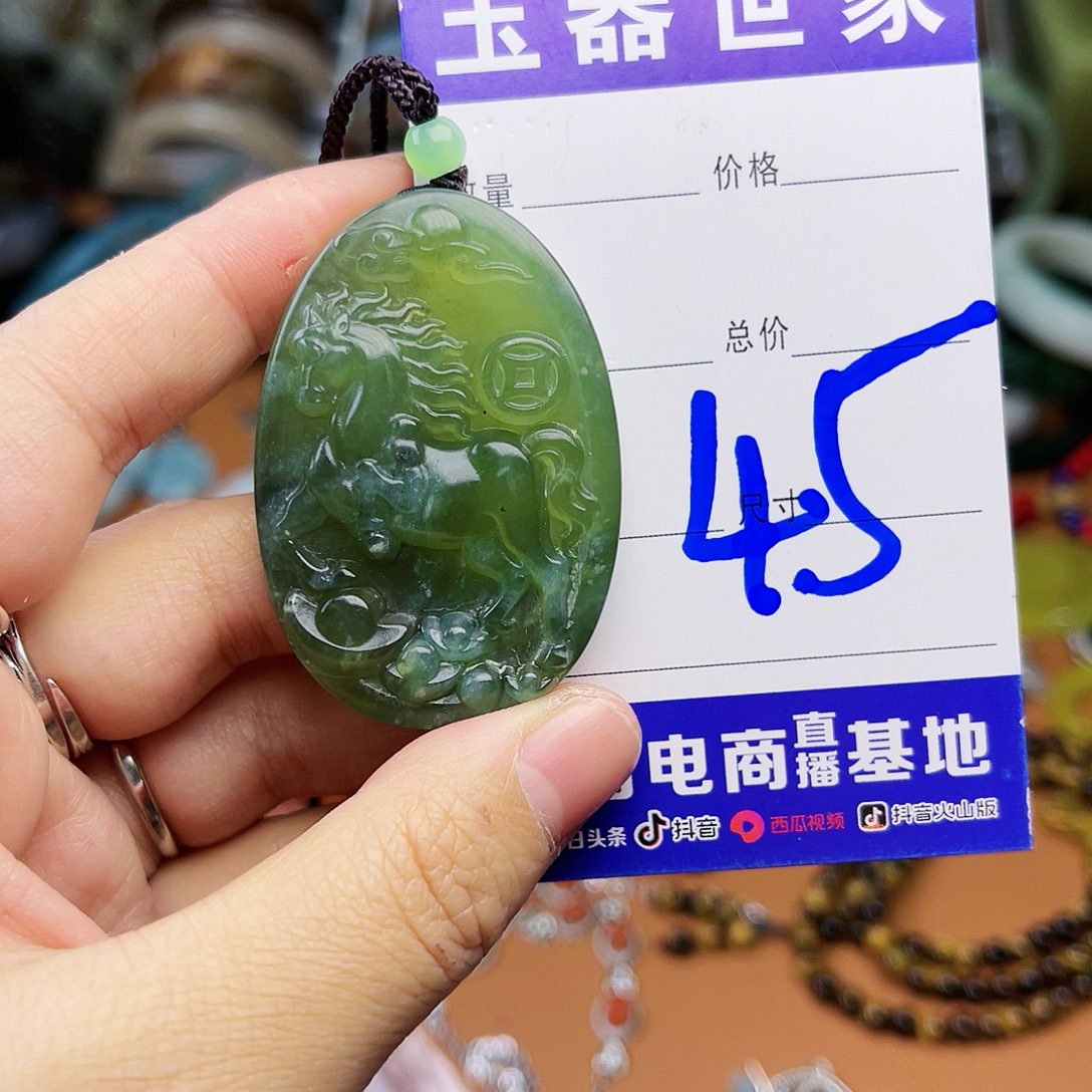 蛇纹石玉颈饰银S925镶嵌