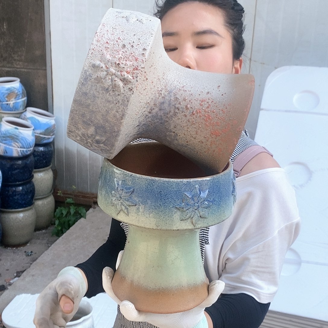 紫砂花盆瑕疵口16高18