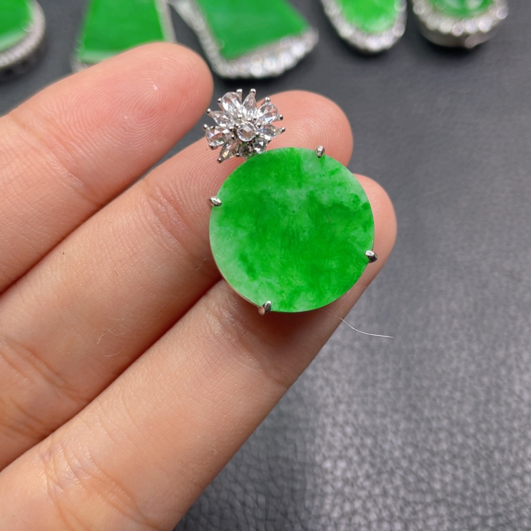 翡翠银S925镶嵌吊坠(不含链)