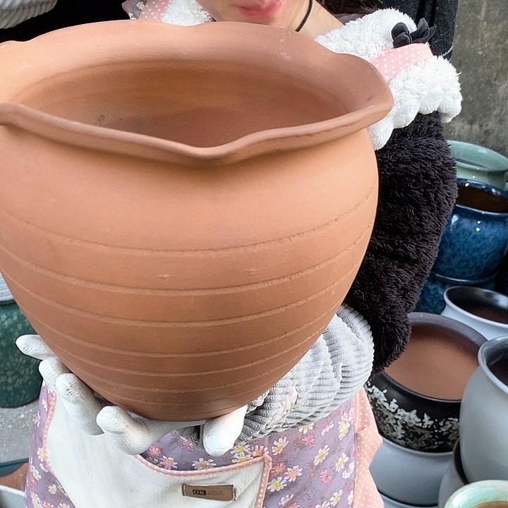 紫砂花盆瑕疵口25高23