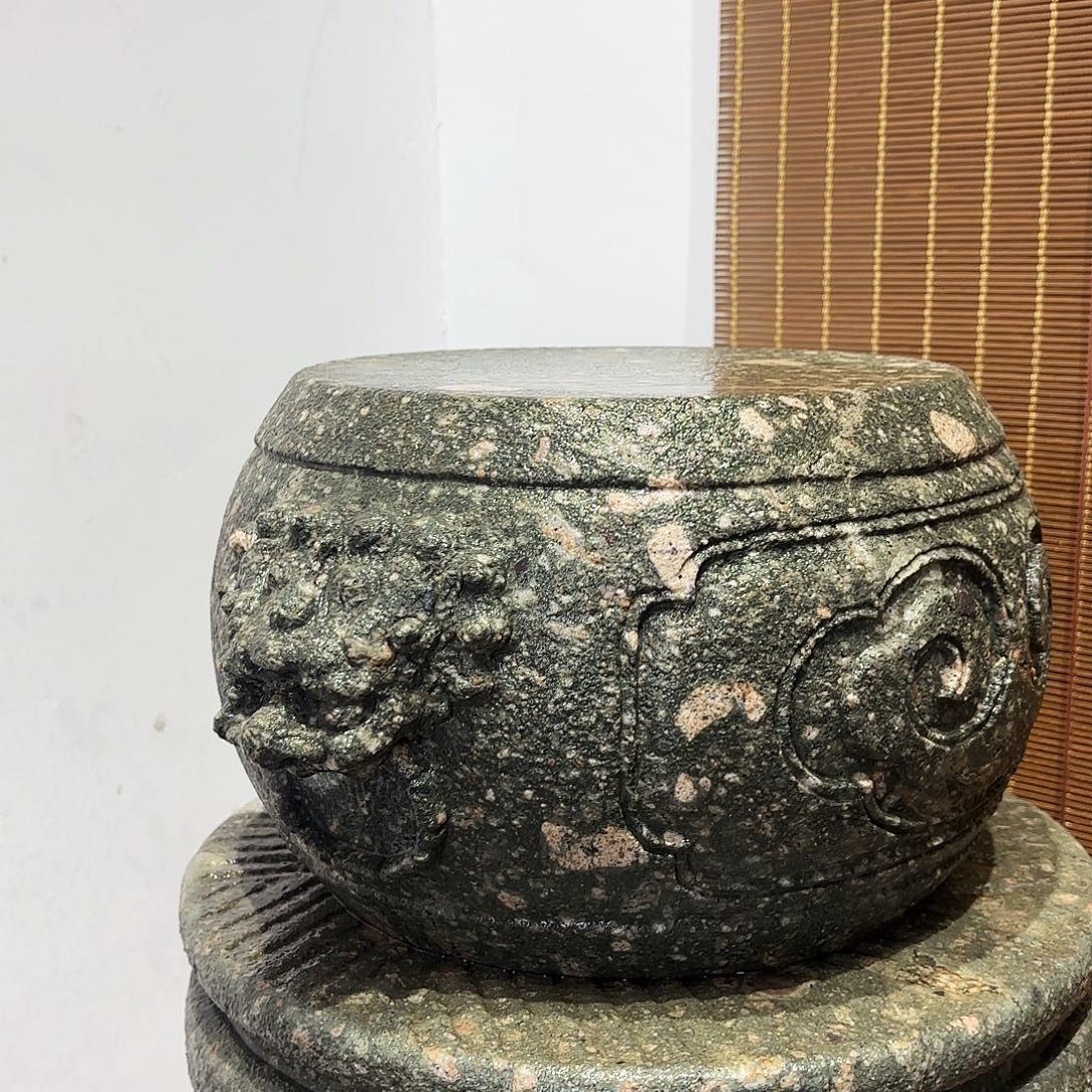 石头茶园石狮头鼓徽派石雕