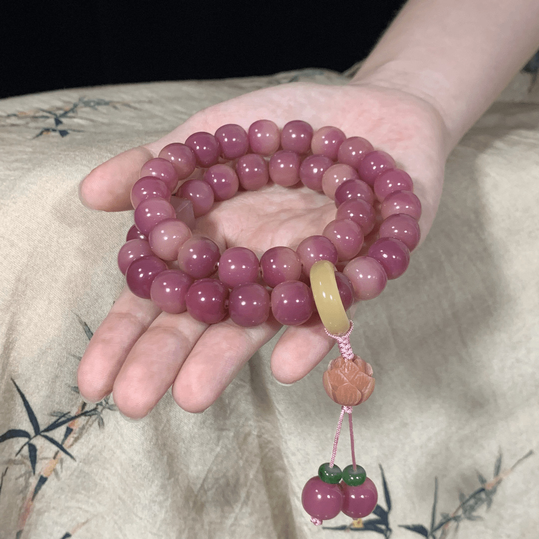 非金属木质手链 A38乌梅子酱紫菩提手持文玩手串盘珠女佛念珠手链