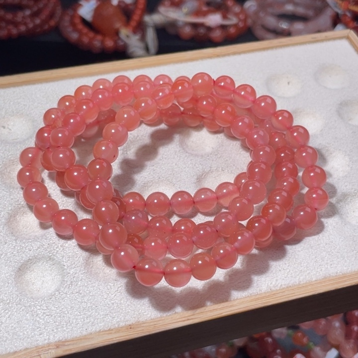 南红玛瑙未镶嵌7.5咪冰粉多圈1761不退不换