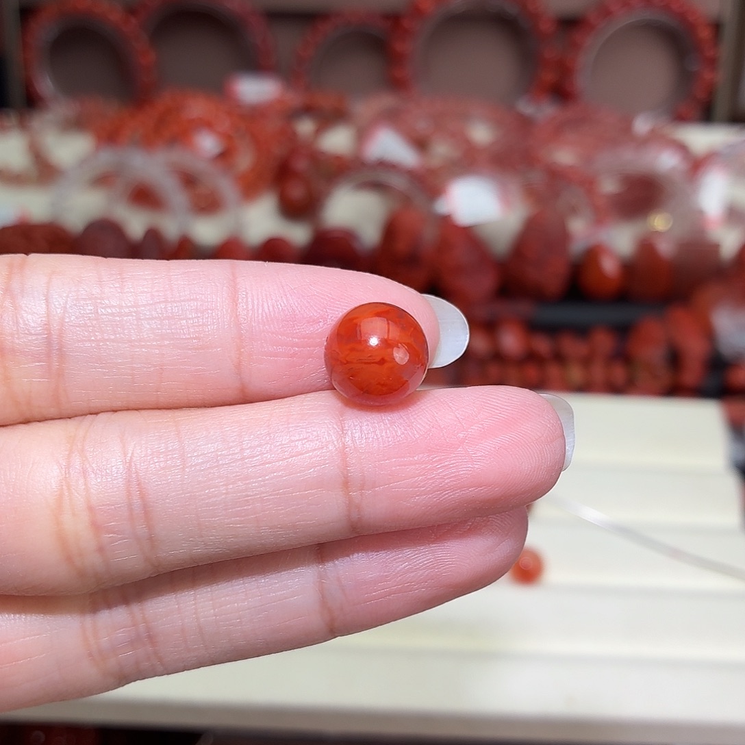 源***棋南红玛瑙未镶嵌颈饰单珠10+