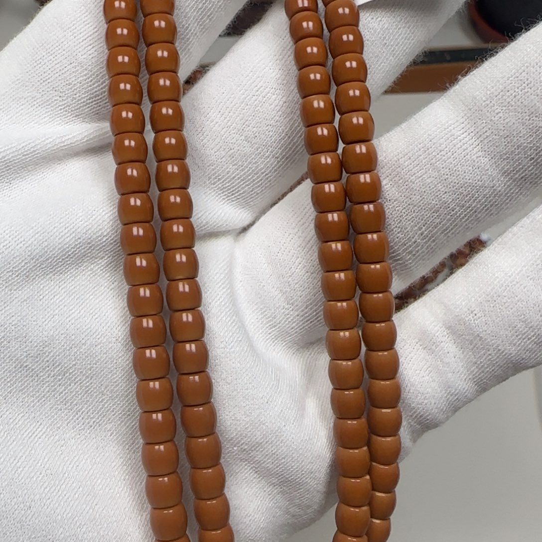 橄榄核手串老挝脖挂三花无白直切5.6福利